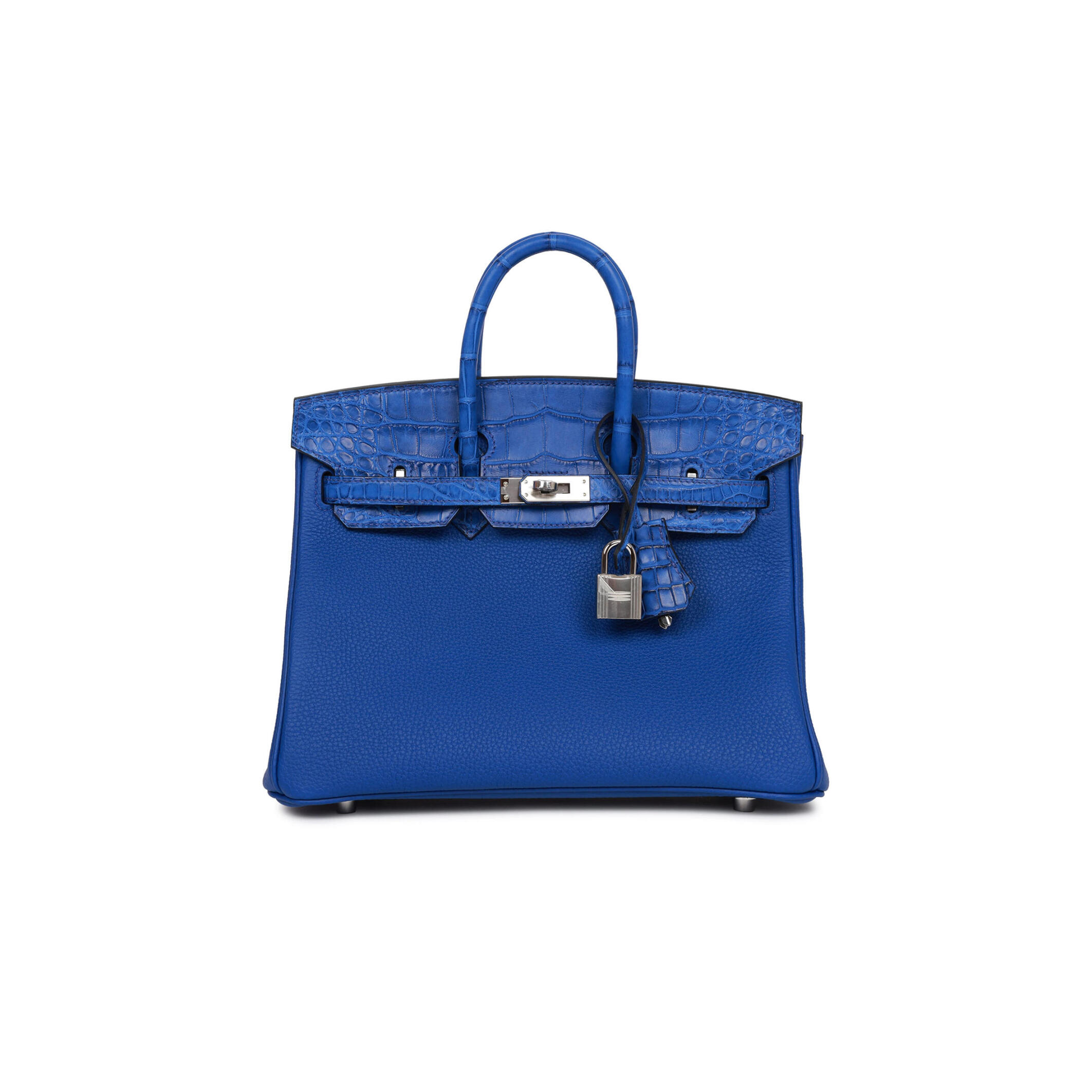 HERMÈS MASTER BIRKIN 25 BLEU ROYAL MATTE ALLIGATOR AND TOGO TOUCH PALLADIUM HARDWARE (25*20*13cm)